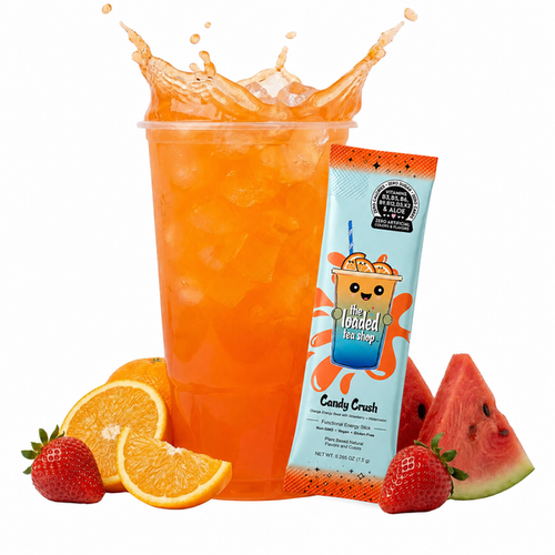 Candy Crush loaded tea collagen + protein energy drink mix packet