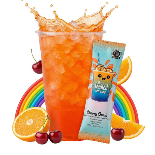 Cherry Bomb loaded tea collagen + protein energy drink mix packet