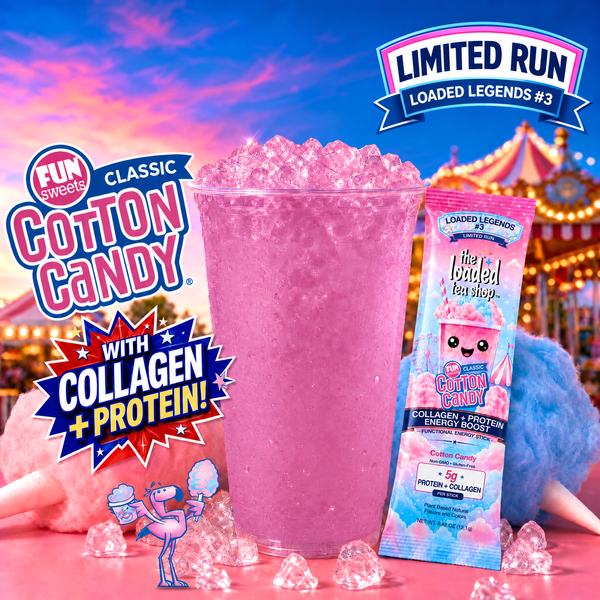 Cotton Candy loaded tea collagen + protein energy drink mix packet