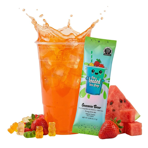 Gummie Bear loaded tea collagen + protein energy drink mix packet