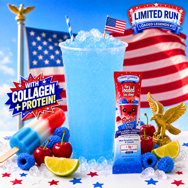 Rocket Pop loaded tea collagen + protein energy drink mix packet